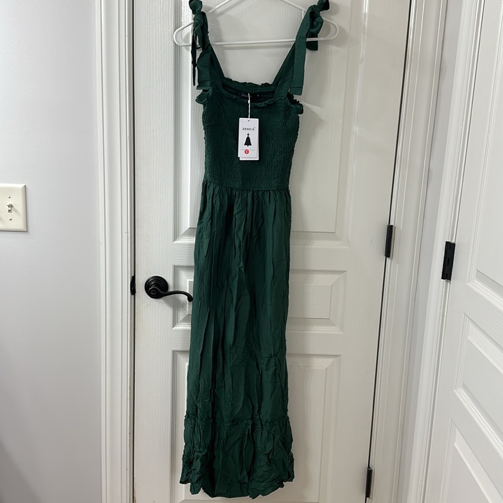 NWT ZESICA Summer Boho Square Neck Ruffle A Line Long Maxi Dress